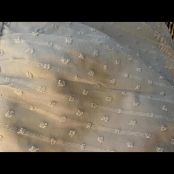 Unbranded Swiss Dot Light Blue Boho Blouse Size XL Ruffles and Crochet - Picture 10 of 10